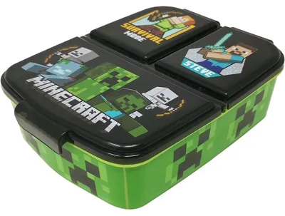 Productafbeelding van Lunchbox voor kinderen, broodtrommel met compartimenten, BPA-vrij, Minecraft-thema
