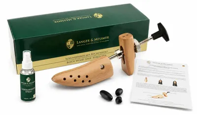 Produktbild von Langer & Messmer Schuhdehner aus Buchenholz für Damen, Weite und Länge inkl. Lederdehner, Größe S 34/36,5, KI-generiertes Bild