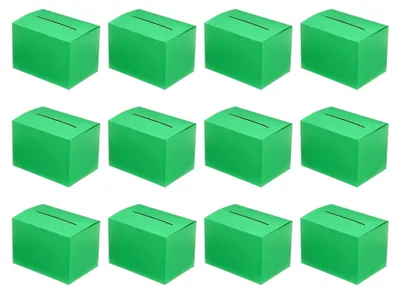 Produktbild von Vorschlagsbox aus Karton, 12 Stück, 16,5 x 11,4 x 11,4 cm, mit abnehmbarer Kopfzeile, für Vorschläge, Sammlung, Trinkgeld, Spenden, Abstimmung, Grün