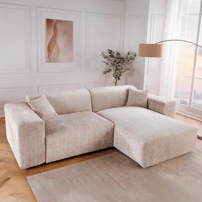 Produktbild von riess-ambiente Modernes Ecksofa SIGNATUR 260cm beige Chenille beidseitig stellbar inkl. Kissen