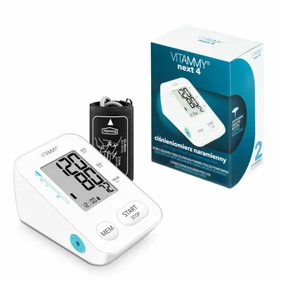 Produktbild von VITAMMY NEXT 4-Arm-Manometer mit USB-Stromversorgung und Messung beim Aufpumpen der Manschette