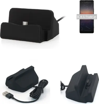 Produktbild von K-S-Trade Docking-Station kompatibel mit Samsung Galaxy S9 Duos Ladestation Dock Ladegerät Docking Station Tischständer Ständer inkl. USB Typ C