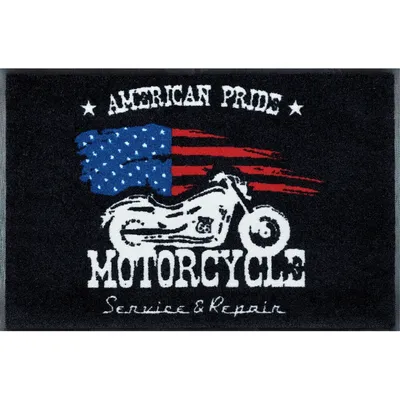 Produktbild von Waschbare Fußmatte Route 66 - American Pride Motorrad 75x120 cm Wash+Dry