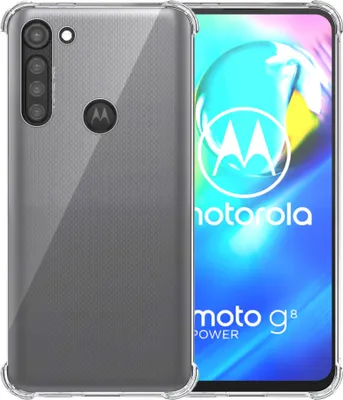 A transparent phone case is shown next to a smartphone.