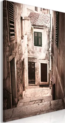 Produktbild von Italienischer Leinwand Leinwandbild - Retro Alley (1 Part) Vertical 80x120 cm Städte d-B-0321-b-a