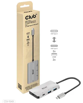 Image de Club3d CLUB3D USB Gen2 Type-C PD Charging Hub to 2x Type-C 10G ports and 2x USB Type-A 10G ports