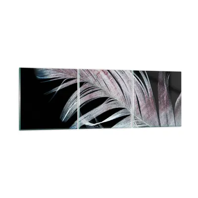 Produktbild von Bilder auf glas - 3 Teile - Feder die Farben Zartheit - 150x50cm - Glasbilder - Wandbilder - Bilder - zum Aufhängen bereit - Wanddekoration aus Glas - Glas Bilder - Wandbild auf Glas - GCA150x50-4959