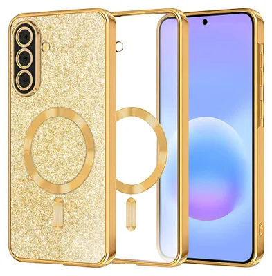 Zdjęcie produktu dla Techsuit Luxury Glitter MagSafe etui do Samsung Galaxy A57 5G - złote