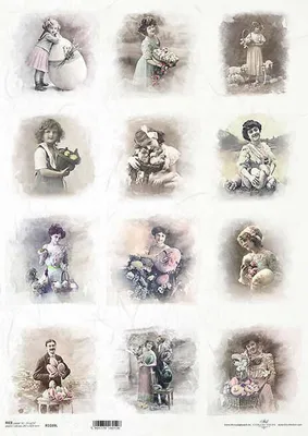 Produktbild von ITD Reispapier Decoupage Bastelpapier A3 Blumen, Retro-Fotoatelier, Porträts 1039L