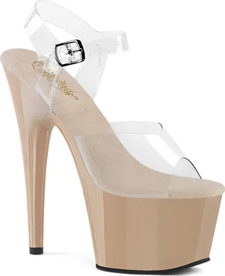 Produktbild von ADORE-708 Pleaser Damen High-Heels Damen Riemchen Plateausandaletten klar beige