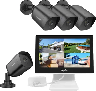 Zdjęcie produktu dla Zestaw CCTV SANNCE, monitor LCD 10,1", noktowizor 1080P, 4 kamery