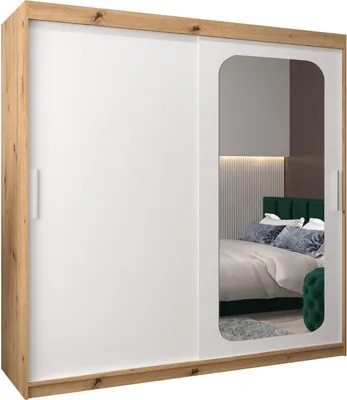 Produktbild von MEBLE KRYSPOL Promo 2200 Schlafzimmerschrank zwei Schiebetüren - Artisan + Mattweiß