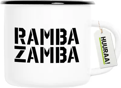 Produktbild von Huuraa Emaille Tasse Rambazamba Schriftzug 300ml Vintage Campingbecher Geschenkidee