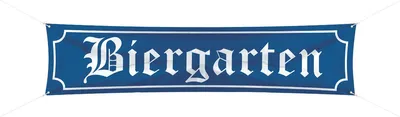 Produktbild von Banner Biergarten Straßenschild-Design blau/weiß 1,8m x 40cm mit Ösen für Mottoparty