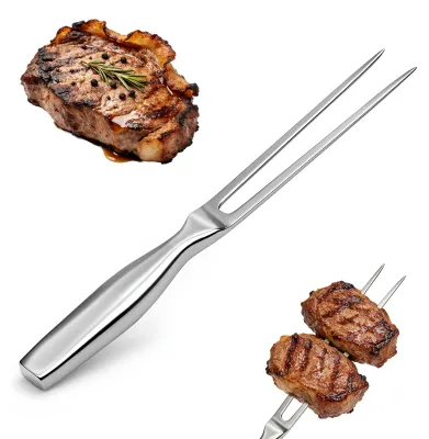 Image de Fourchette à viande - En acier inoxydable - Pour la cuisine et le barbecue - 27 cm