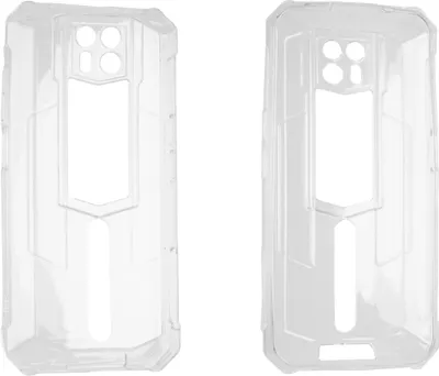 Two transparent phone cases are shown side-by-side against a white background.