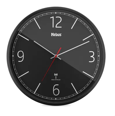 Funkwanduhr 30 cm, schwarz, automatische Zeiteinstellung