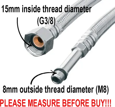 Produktbild von Flexibler Stahlgewebeschlauch M8x3/8" Länge 40 cm