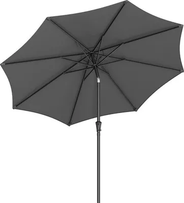 Productafbeelding van Parasol, 270 cm, UPF 50+, kantelbaar, met handkurbel, geschikt voor terras, balkon, zwembad, zonder voet, grijs