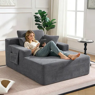 Productafbeelding van Een comfortabele corduroybank – geen montage nodig