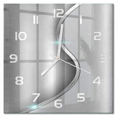 Produktbild von Glas Wanduhr 30x30 cm - Wanduhr - lautlose Wanduhr - ohne Ticken - geräuschloses Uhrwerk - schleichende Zeiger - moderne Uhr - Design Uhr - Wohnzimmer Uhr - Metallabstraktion