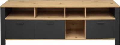 Produktbild von TV Lowboard - Anthrazit matt - Asteiche Nachbildung - B 193 cm - 3 Schubladen
