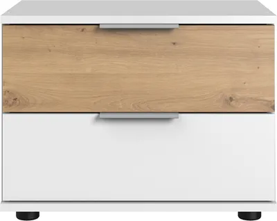 Produktbild von Schlafzimmer Nachtschrank Nachttisch mit 2 Schubladen in weiß mit Artisan Eiche Nb. GRANADA-43, B/H/T ca. 52/40/38 cm