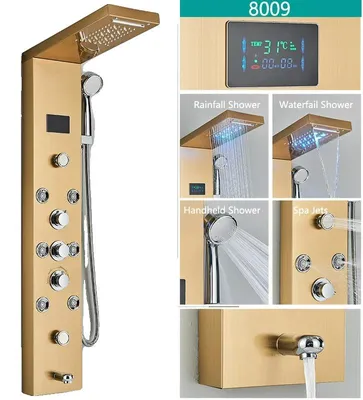 Immagine prodotto di Set rubinetteria per doccia, illuminazione a LED, comando a tre vie, oro 8009