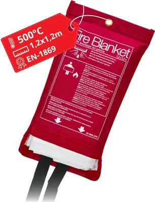 Produktbild von notlok Safety Work - Löschdecke [ 120 x 120cm ] | Brandschutzdecke geeignet für Fettbrände | Feuerlöschdecke aus Glasfasergewebe