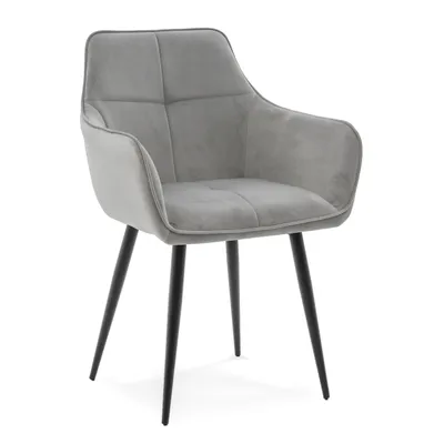Zdjęcie produktu dla NEW HOME Krzesło glamour QUATTRO tapicerowane krzesło do jadalni do salonu z pikowaniem - jasnoszare - nowoczesne meble aksamit welur bluvel