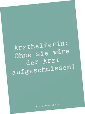 Produktbild von Mr. & Mrs. Panda Grußkarte Spruch Arzthelferin Herz - Meeresbrise - Geschenk, einzelkarte, Postkarte, Ansichtskarten, Berufe, Wertschätzung, personalisierte Geschenke