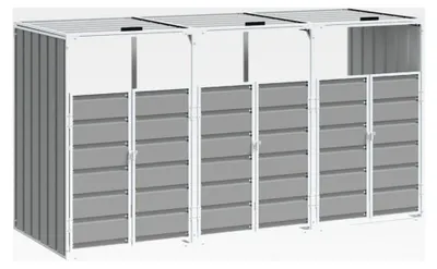 Produktbild von Mülltonnenabdeckung für den Außenbereich, dreifach, zur Aufbewahrung von Mülleimern, Stahlgrau