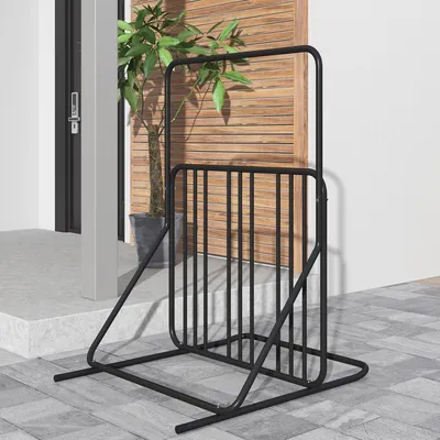 Produktbild von Fahrradständer 4 Fahrräder freistehend, Fahrradhalter Stahl pulverbeschichtet, wetterfest, Schwarz | 102 x 92 x 130 cm | 10,5 kg | doppelseitig
