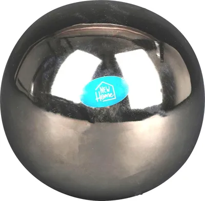 Produktbild von Dekokugel aus Keramik silber glänzend 15cm Kugel Tischdeko Silberkugel Dekofigur