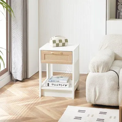 Produktbild von Weißes Rattanschlafsofa für Wohnzimmer