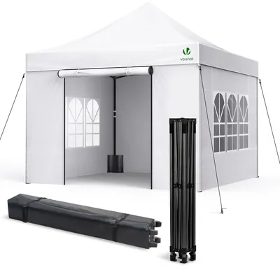 Produktbild von VOUNOT® Verstärktes Pavillon 3x3m, Wasserdichter Faltpavillon mit 4 Seitenteilen&Sandsäcke Weiß