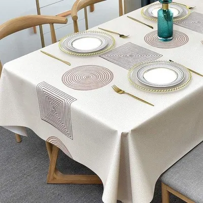 Image de Nappe en PVC imperméable et amovible, 137 x 215 cm, motif géométrique