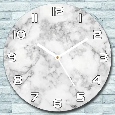 Produktbild von Wanduhr aus Glas Rund fi 30  Marmor weiß Quarz Deko Schlafzimmer Büro