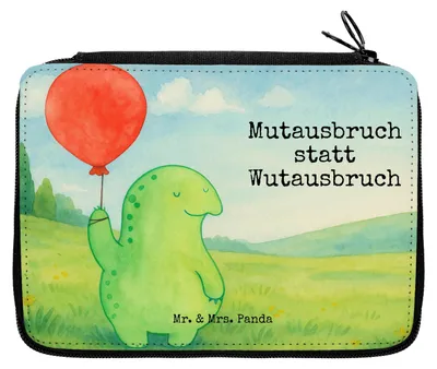 Produktbild von Mr. & Mrs. Panda Bleistiftetui Schildkröte Luftballon Design - Weiß - Geschenk, Schlampermäppchen, Motivationsspruch, Mäppchen, Federmäppchen, Schildkröten, Federmappe