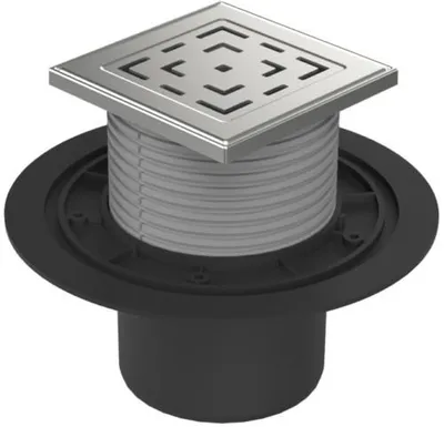 Image de Siphon de sol Chud?j, sortie D110, cadre en acier inoxydable, grille LABYRINTH L1 386 N A