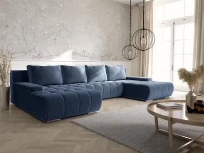 Produktbild von Wohnlandschaft Sofa mit Schlaffunktion VOGAR Stoff Poso Blau