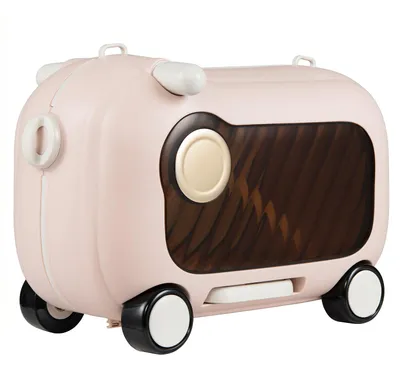 Produktbild von COSTWAY Kinderkoffer mit Rollen & Sitz,Handgepäck mit großem Fassungsvermögen, Kinderfahrkoffer mit Klapppedal, Aufsitzkoffer für Kinder ab 2+, Rosa