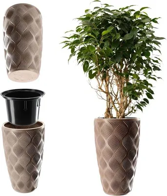Produktbild von Famanu Blumentopf mit Handgriffen und Einsatz - UV-beständig, wetterfest, in 5 Größen