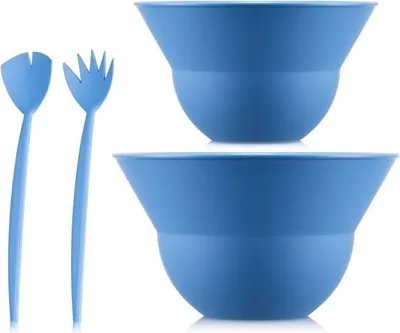 Image de Ensemble de Bols à Mélanger BODUM Topee Matisse, 3 L et 4.9 L, avec Couverts à Salade, Plastique Sans BPA, Empilables
