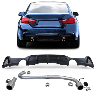Productafbeelding van Achterbumper diffuser, mat zwart, model 440, eindstukken voor BMW 4-serie F32 F33 F36