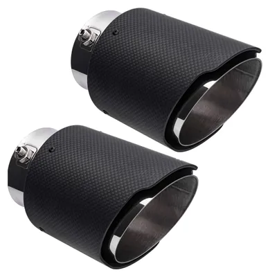Productafbeelding van Universele uitlaatbescherming, 2 stuks, uitlaatpijp 90mm, carbonlook, eindstuk van roestvrij staal