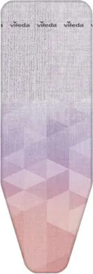 An ironing board cover with a geometric pattern.