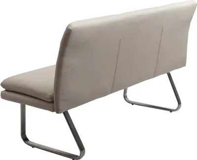 Obrázok produktu pre Lavica HWC-H70, lavica do jedálne lavica čalúnená lavica, operadlo látka/textil nerezová oceľ brúsená ~ krémovo-béžová 160cm