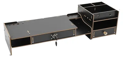 Obrázek produktu pro Stojan na monitor, úložné přihrádky, ergonomický design, černá barva