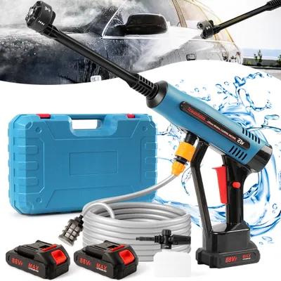 Produktbild von Hochdruckreinigerpistole ,Akku Hochdruckreiniger, Hochdruckpistole Waschpistole mit 2 Akkus und Wasserschlauch 5 M, 6-in-1 Düse., Druckreinigerpistole